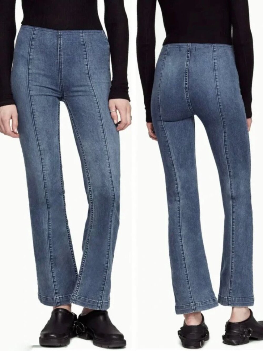 We The Free | Free People High Rise Pull On Flare Jeans Blue | Size 28